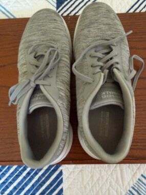 Skechers Gray Knit Lace-Up Sneakers